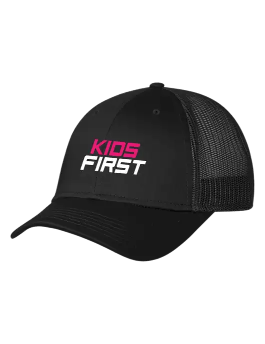 Black Mesh Trucker Cap Snap Back w/Kids First Logo