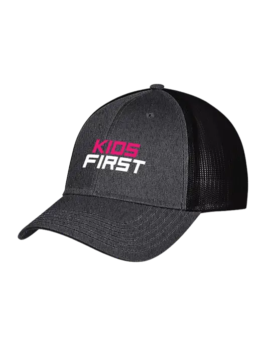 Charcoal Heather/Black Mesh Trucker Cap Snap Back w/Kids First Logo