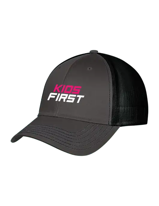Charcoal & Black Mesh Trucker Cap Snap Back w/Kids First Logo