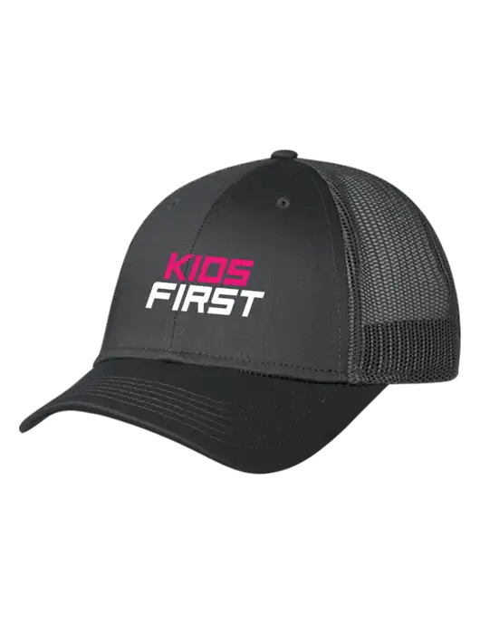 Charcoal Mesh Trucker Cap Snap Back w/Kids First Logo