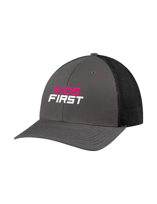 Richardson Adjustable Snapback Original 112 Trucker Cap Dark Grey w/Black Mesh w/Kids First Logo