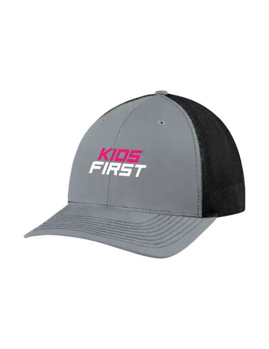 Richardson Adjustable Snapback Original 112 Trucker Cap Heather Grey w/Black Mesh w/Kids First Logo