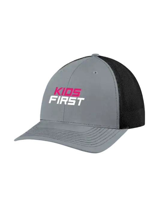 Richardson Adjustable Snapback Original 112 Trucker Cap Heather Grey w/Black Mesh w/Kids First Logo