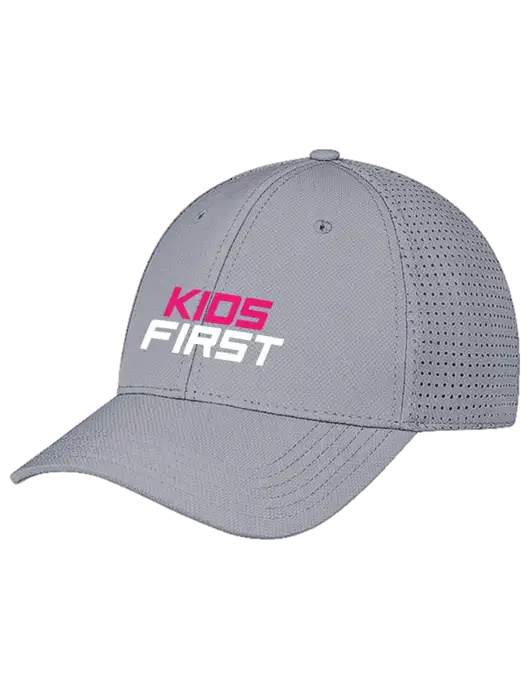 Grey Performance Stretchable Cap Hook & Loop w/Kids First Logo