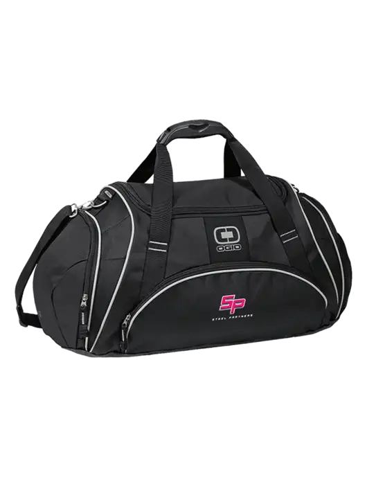 OGIO Black Crunch Duffel
 w/Steel Partners Logo